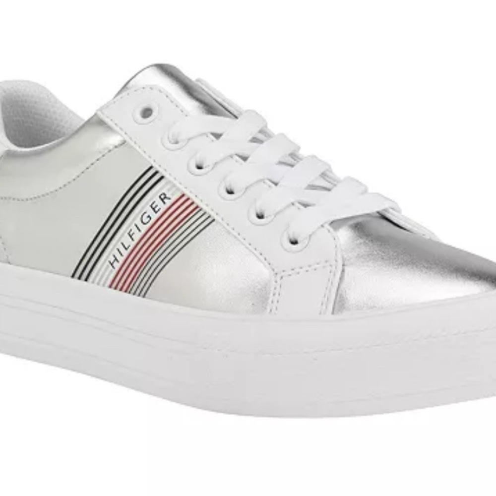 Tommy Hilfiger Women's Metallic Silver Sneakers